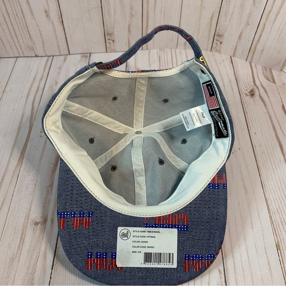 NEW Huf 1984 6-Panel Red White Blue Chambray Baseball Cap Hat Adjustable NWT - Picture 6 of 8